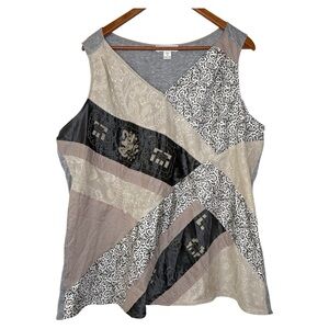 Coldwater Creek Patchwork Sleeveless Top sz 2X
